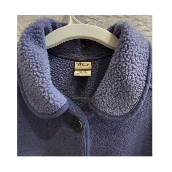 LL Bean Periwinkle Blue Long Fleece Sweater LG (T-359) - Picture 5 of 9